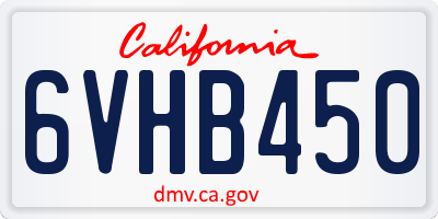 CA license plate 6VHB450