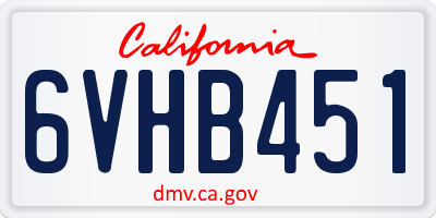 CA license plate 6VHB451