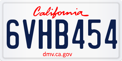 CA license plate 6VHB454