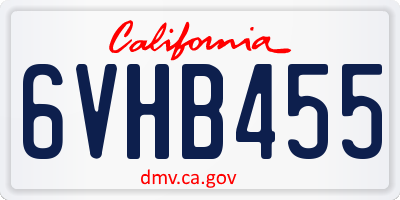 CA license plate 6VHB455