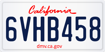 CA license plate 6VHB458