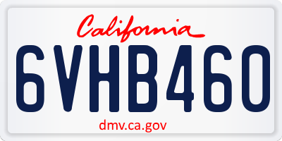 CA license plate 6VHB460