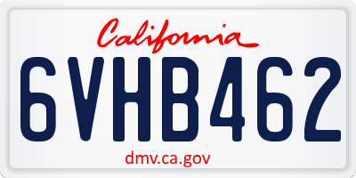 CA license plate 6VHB462
