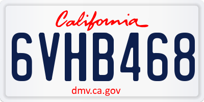 CA license plate 6VHB468