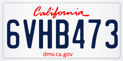 CA license plate 6VHB473