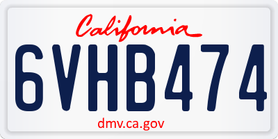 CA license plate 6VHB474