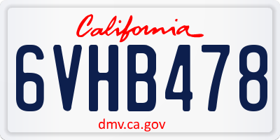 CA license plate 6VHB478
