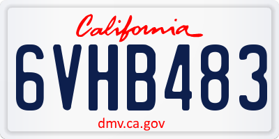 CA license plate 6VHB483
