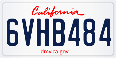CA license plate 6VHB484