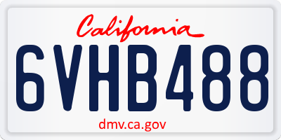 CA license plate 6VHB488
