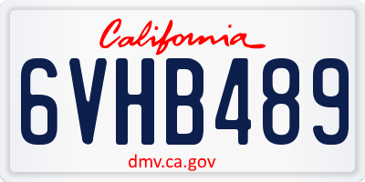 CA license plate 6VHB489