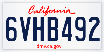 CA license plate 6VHB492
