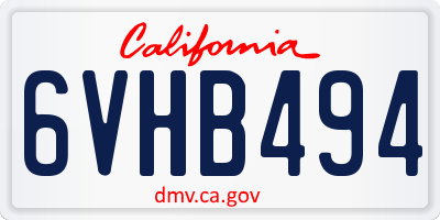 CA license plate 6VHB494