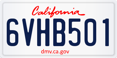 CA license plate 6VHB501