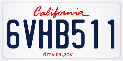 CA license plate 6VHB511
