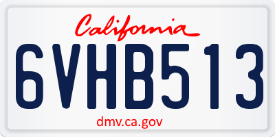 CA license plate 6VHB513