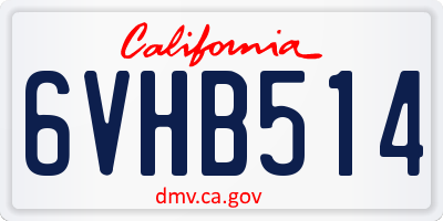CA license plate 6VHB514
