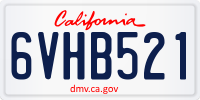 CA license plate 6VHB521