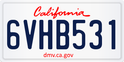 CA license plate 6VHB531