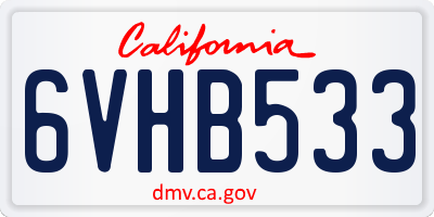 CA license plate 6VHB533