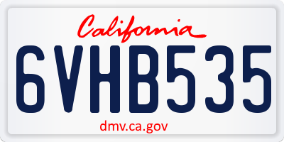 CA license plate 6VHB535