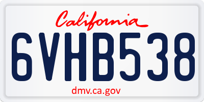 CA license plate 6VHB538