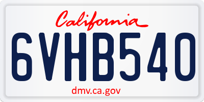 CA license plate 6VHB540