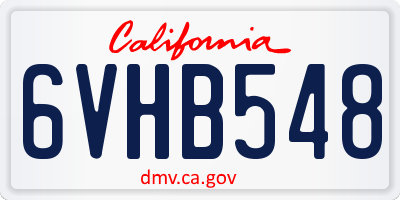 CA license plate 6VHB548