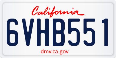 CA license plate 6VHB551