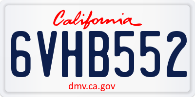 CA license plate 6VHB552