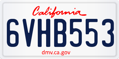 CA license plate 6VHB553