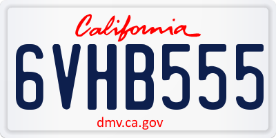 CA license plate 6VHB555
