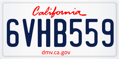 CA license plate 6VHB559
