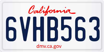 CA license plate 6VHB563