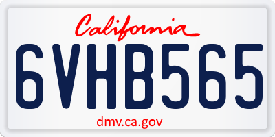 CA license plate 6VHB565