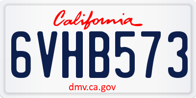 CA license plate 6VHB573