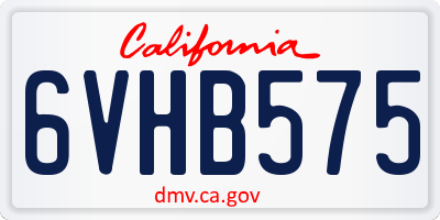 CA license plate 6VHB575