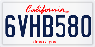 CA license plate 6VHB580