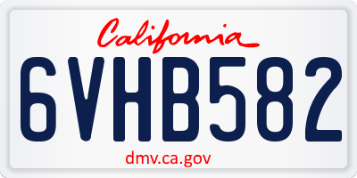 CA license plate 6VHB582