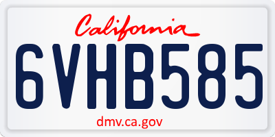 CA license plate 6VHB585