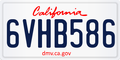 CA license plate 6VHB586