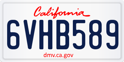 CA license plate 6VHB589