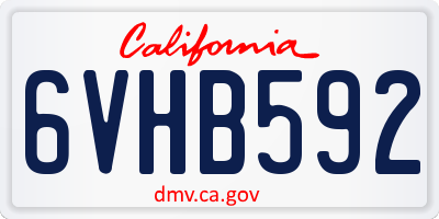 CA license plate 6VHB592
