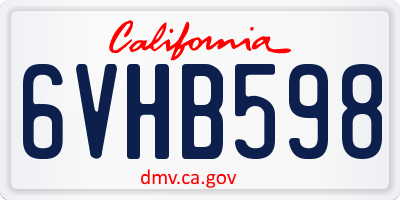 CA license plate 6VHB598