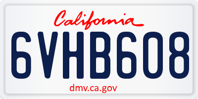 CA license plate 6VHB608