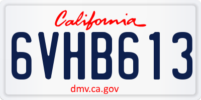 CA license plate 6VHB613