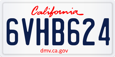 CA license plate 6VHB624
