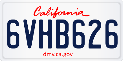 CA license plate 6VHB626