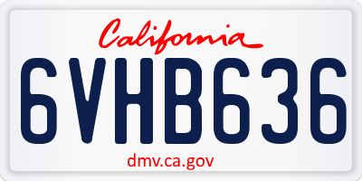 CA license plate 6VHB636
