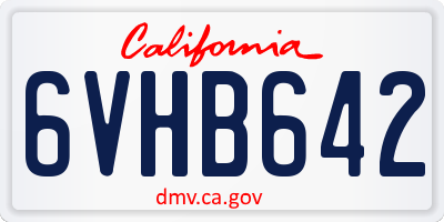 CA license plate 6VHB642